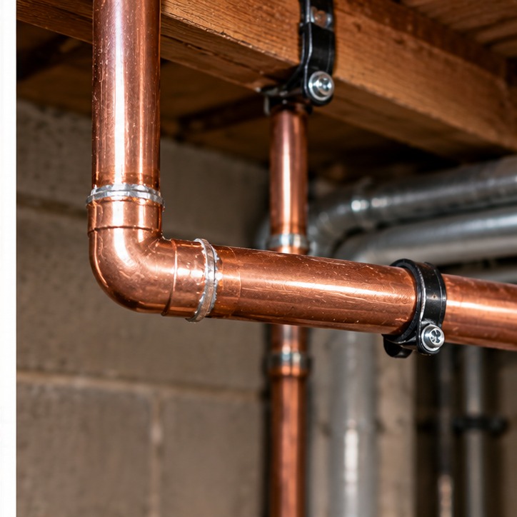 Finished copper piping repair