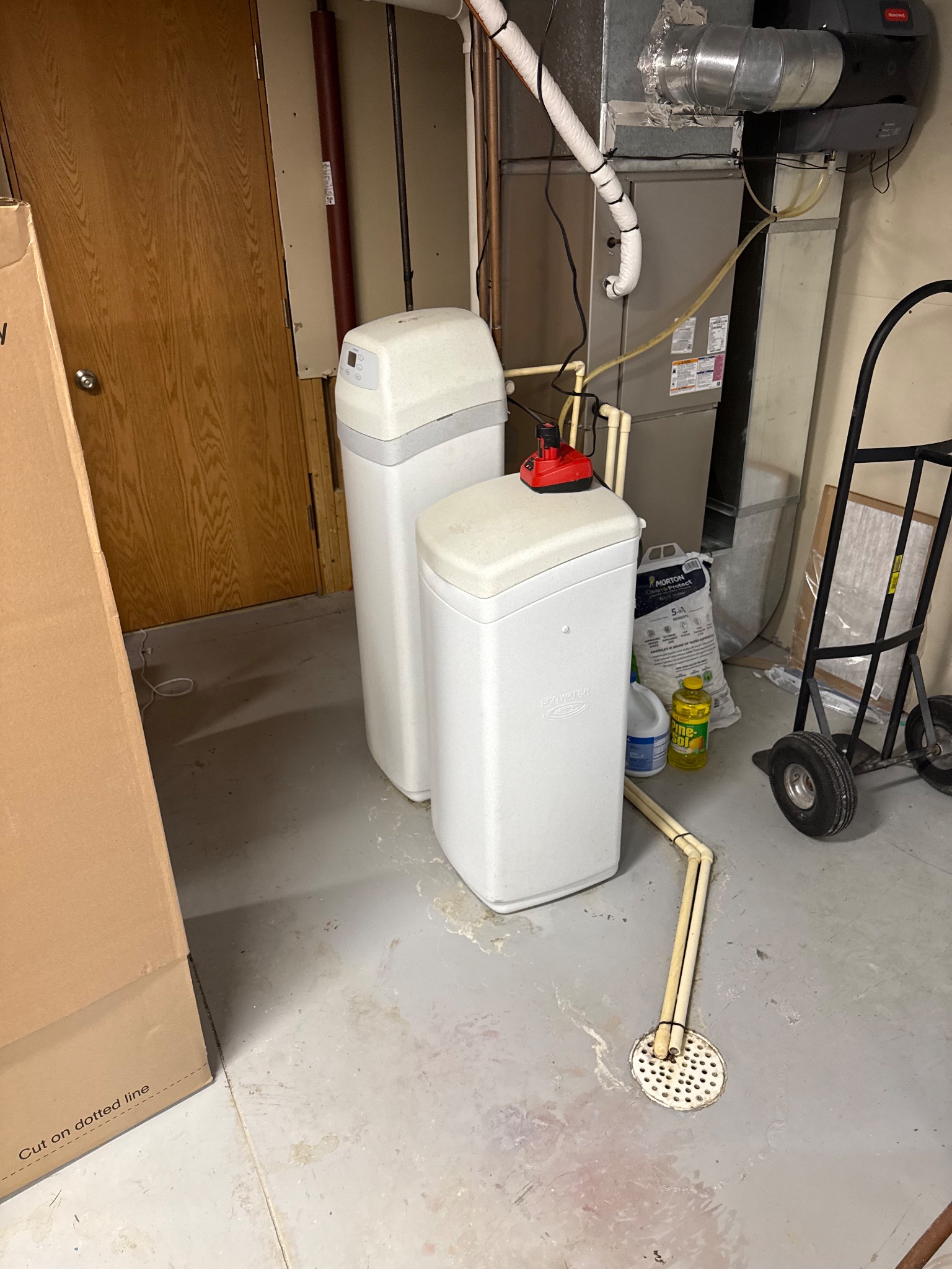 Before water softener replacement by Horky’s Plumbing in Asbury, IA
