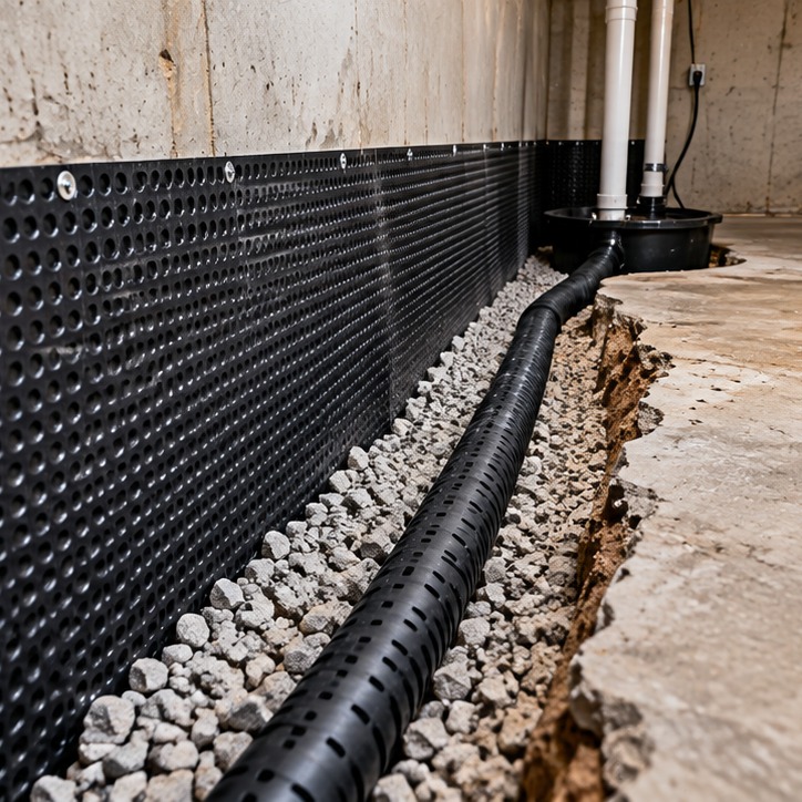 Interior drainage installation